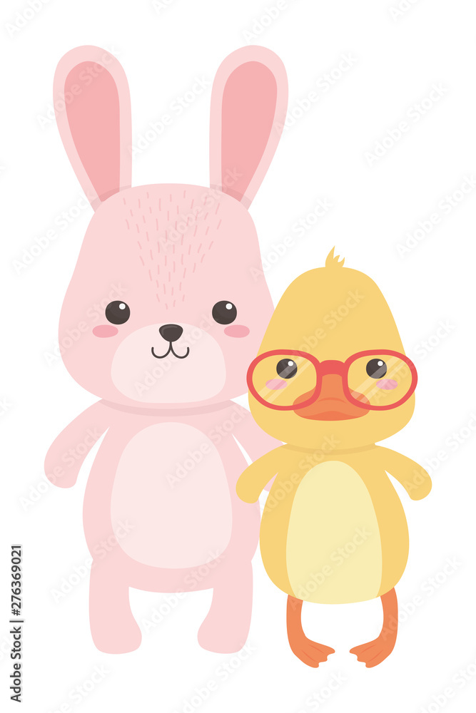 Rabbit and duck cartoon design Rabbit and duck cartoon design