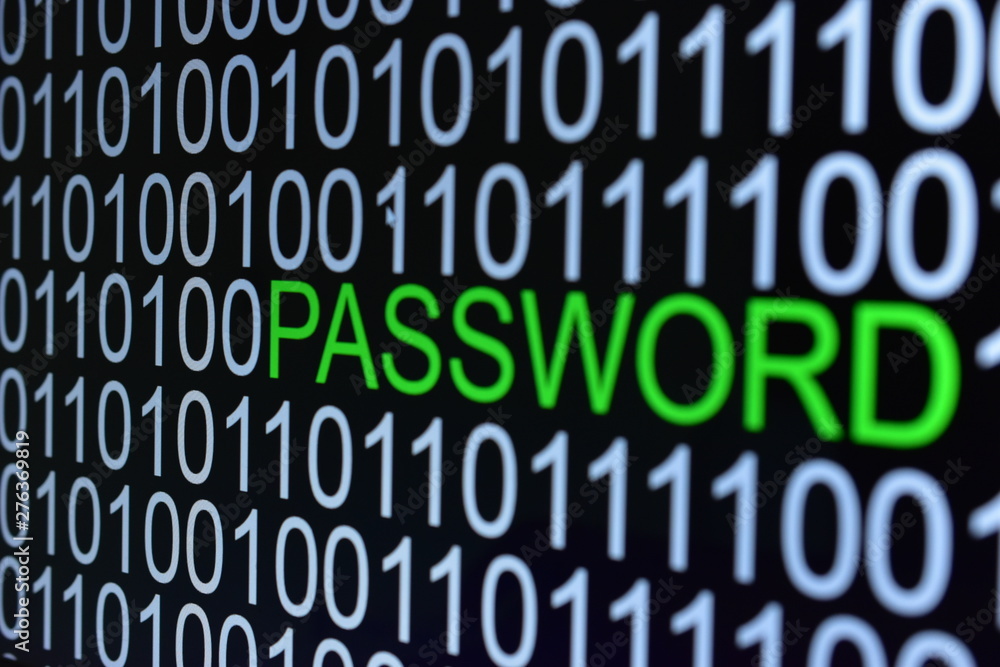 The binary code number background with Password text The binary code number background with Password text