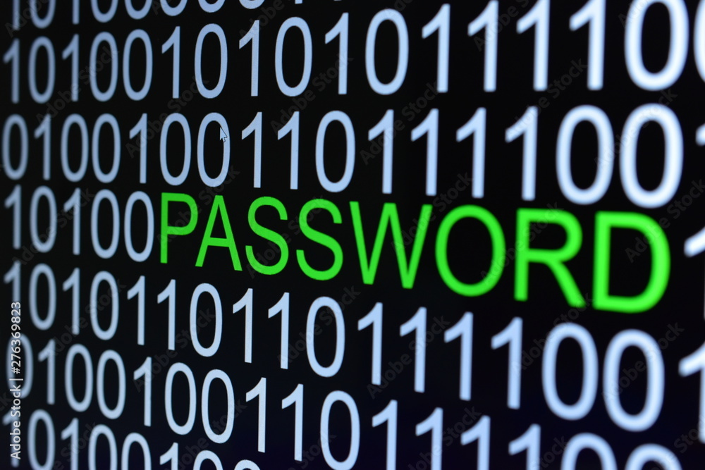 The binary code number background with Password text The binary code number background with Password text
