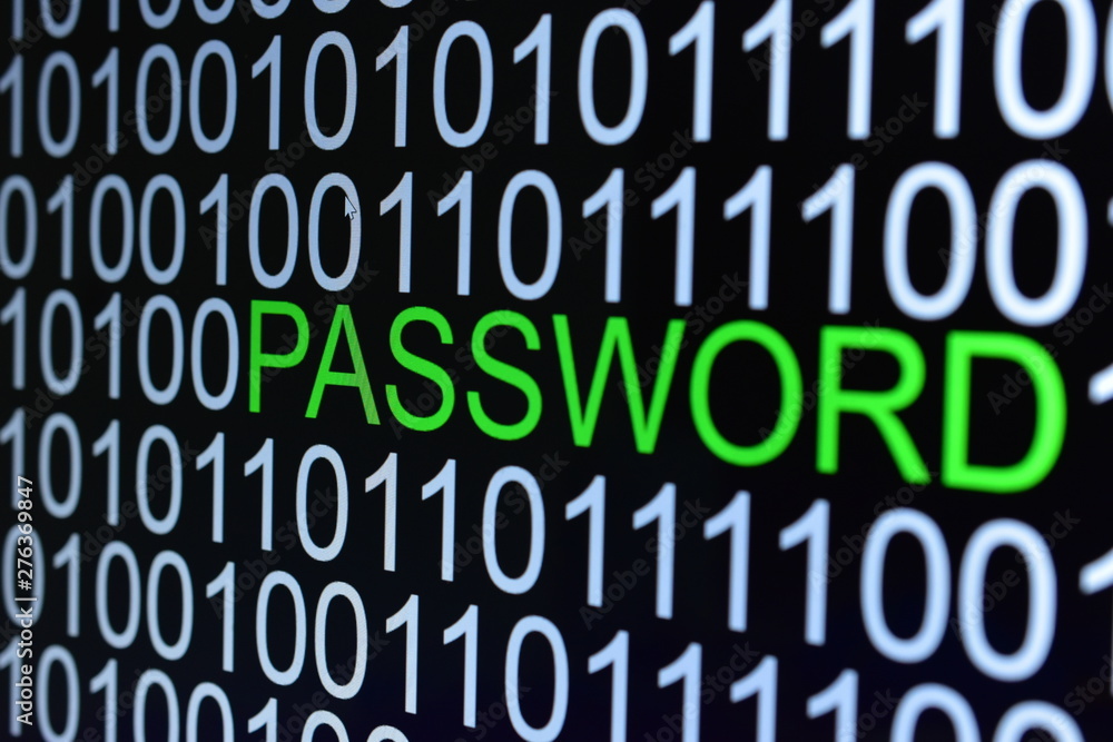 The binary code number background with Password text The binary code number background with Password text
