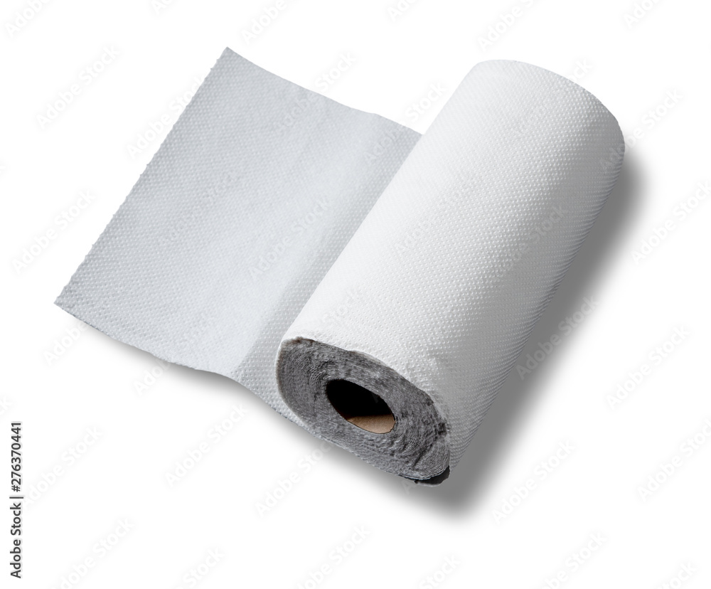 White tissue paper towel roll isolated on white White tissue paper towel roll isolated on white