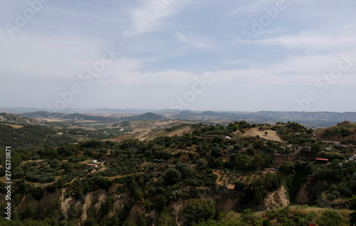 Panoramic view of landscape by the Tursi in Basilicata region, Italy