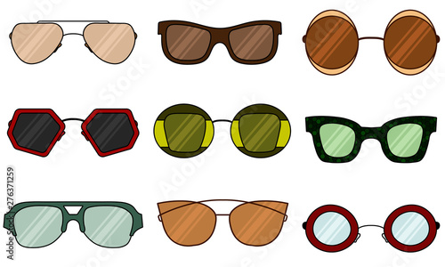 A set of fashionable sunglasses. Summer fashion.