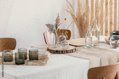 Close-up of natural simple decoration on the table photo