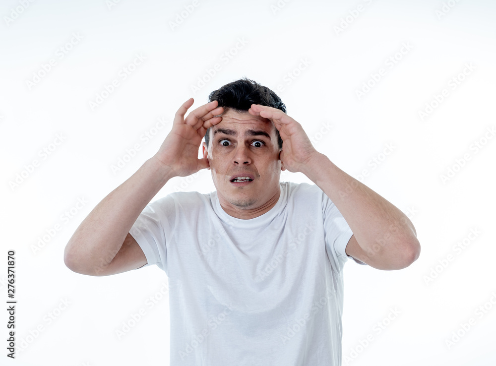 Shocked scared face expression of adult man Vector Image