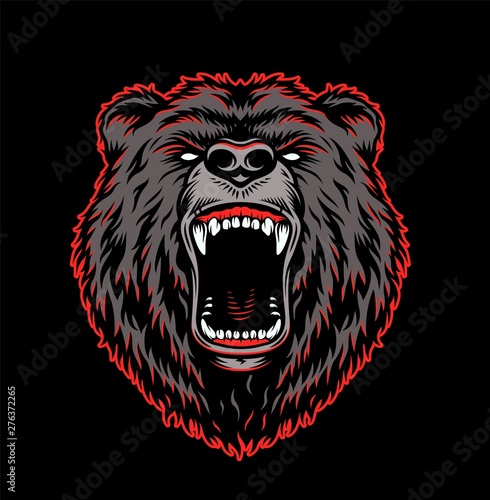 Aggressive grizzly head colorful template