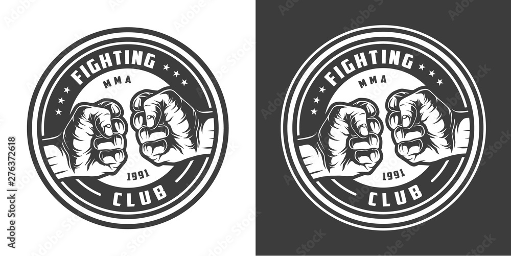 Vintage monochrome mma fight club emblem