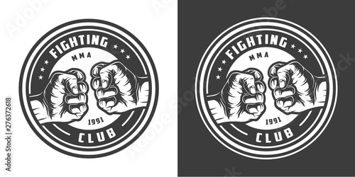 Vintage monochrome mma fight club emblem
