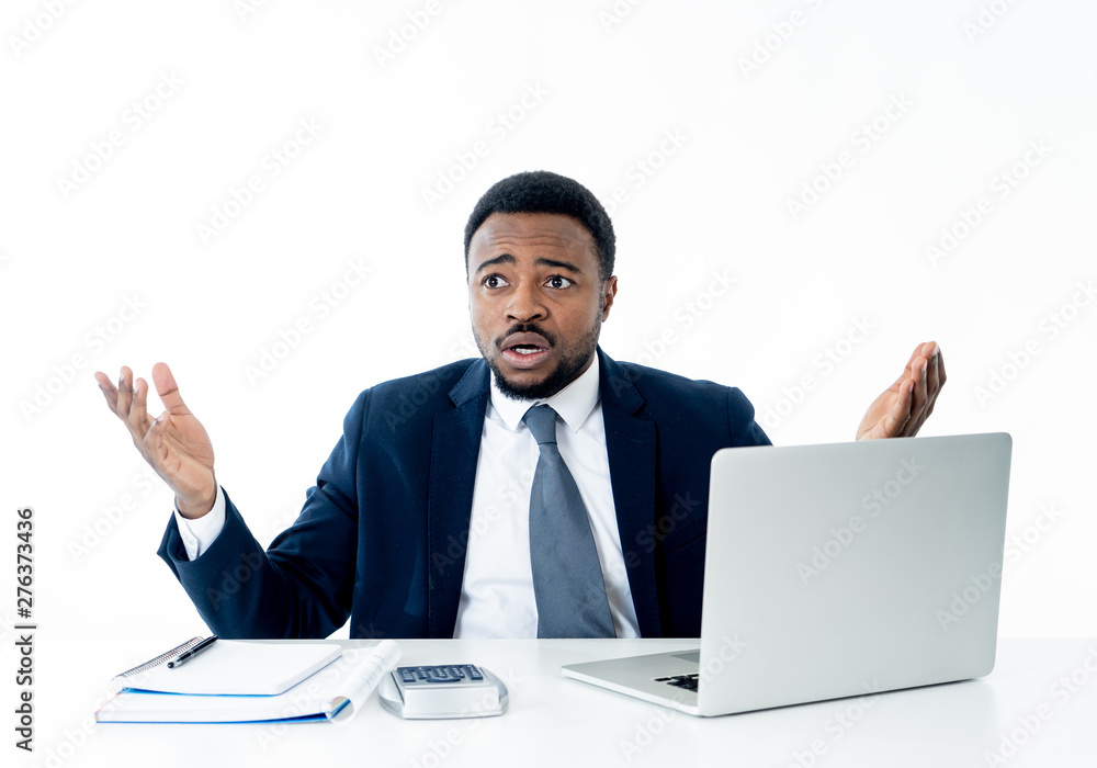 Portrait of angry and frustrated businessman shouting at laptop desperate, overworked and stressed Portrait of angry and frustrated businessman shouting at laptop desperate, overworked and stressed