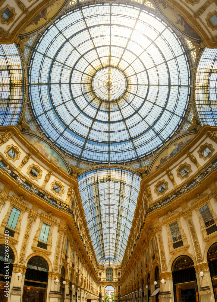 Galleria Vittorio Emanuele II interior in Milan city, Italy