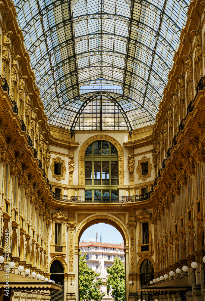 Galleria Vittorio Emanuele II interior in Milan city, Italy