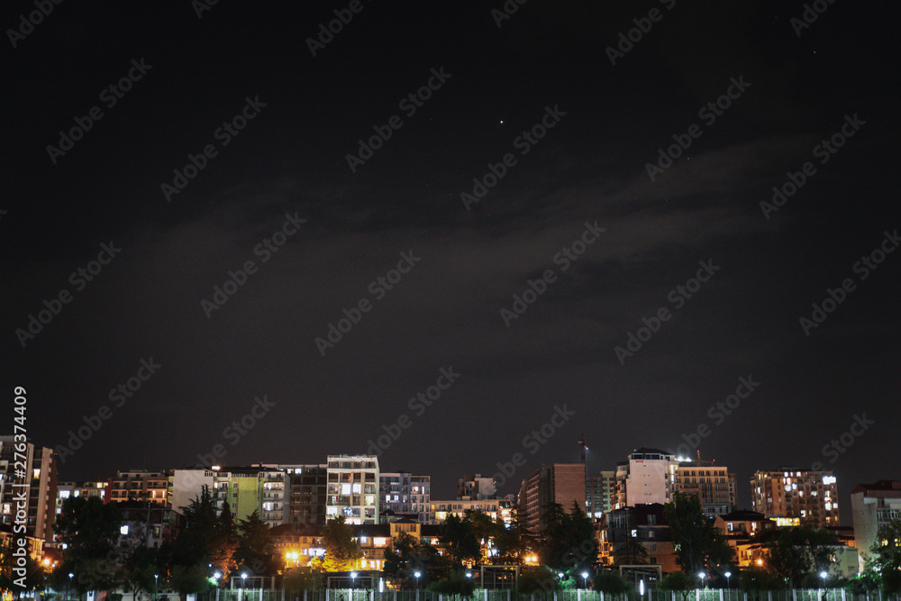 Night cityscape with neon lights Night cityscape with neon lights