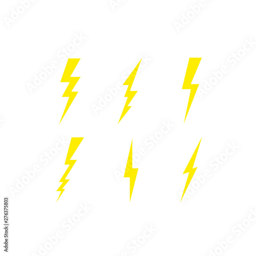 Thunder and bolt lightning. Flash icon isolated on white background. Graphic symbol element.