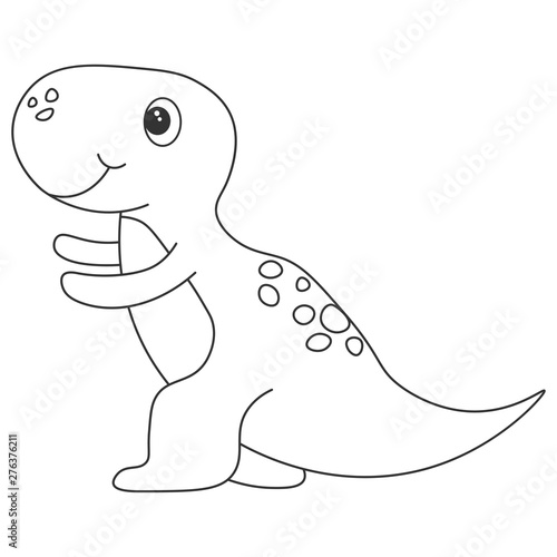 Dinosaur tyrannosaur contour. Cartoon nature