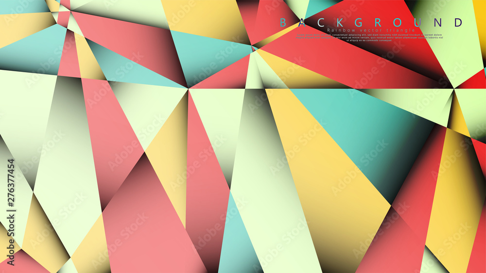 Vector Background of the Mosaic Triangle with a combination of pastel blue, red and yellow. Geometric illustration style with gradients and transparency. Vector Background of the Mosaic Triangle with a combination of pastel blue, red and yellow. Geometric illustration style with gradients and transparency.