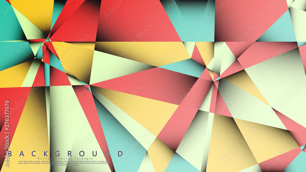 Vector Background of the Mosaic Triangle with a combination of pastel blue, red and yellow. Geometric illustration style with gradients and transparency. Vector Background of the Mosaic Triangle with a combination of pastel blue, red and yellow. Geometric illustration style with gradients and transparency.