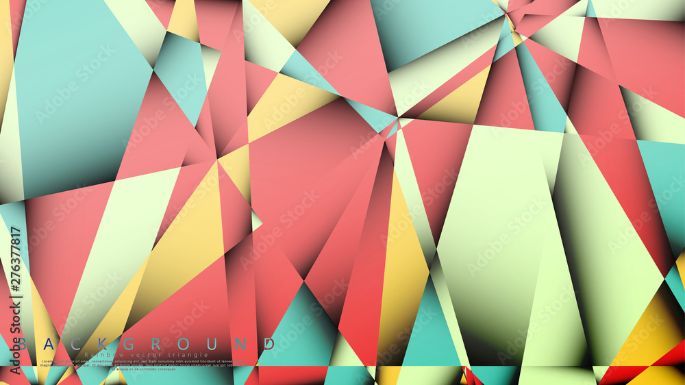 Vector Background of the Mosaic Triangle with a combination of pastel blue, red and yellow. Geometric illustration style with gradients and transparency. Vector Background of the Mosaic Triangle with a combination of pastel blue, red and yellow. Geometric illustration style with gradients and transparency.