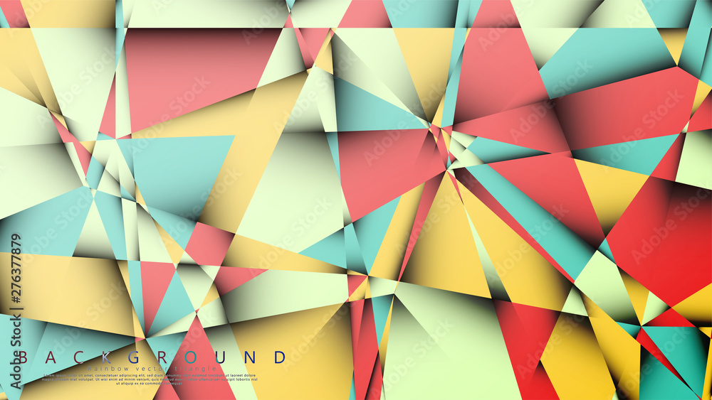 Vector Background of the Mosaic Triangle with a combination of pastel blue, red and yellow. Geometric illustration style with gradients and transparency. Vector Background of the Mosaic Triangle with a combination of pastel blue, red and yellow. Geometric illustration style with gradients and transparency.