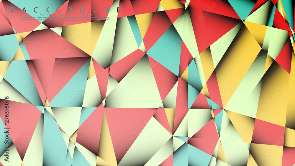 Vector Background of the Mosaic Triangle with a combination of pastel blue, red and yellow. Geometric illustration style with gradients and transparency. Vector Background of the Mosaic Triangle with a combination of pastel blue, red and yellow. Geometric illustration style with gradients and transparency.
