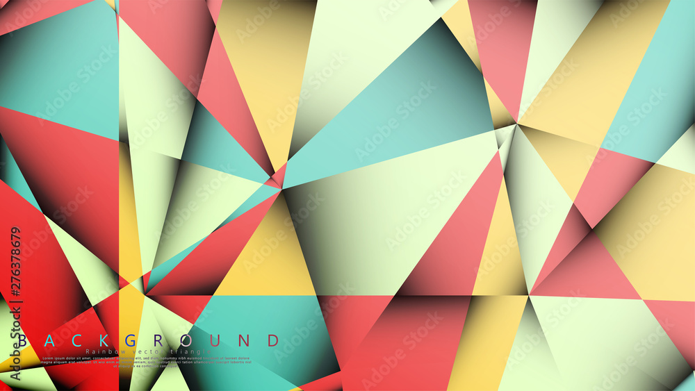 Vector Background of the Mosaic Triangle with a combination of pastel blue, red and yellow. Geometric illustration style with gradients and transparency. Vector Background of the Mosaic Triangle with a combination of pastel blue, red and yellow. Geometric illustration style with gradients and transparency.