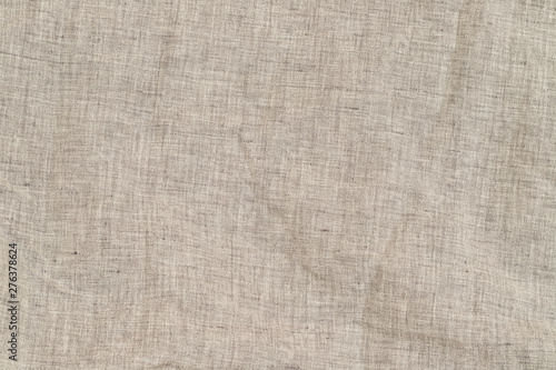 Pure linen texture. Wrinkled linen fabric background. 