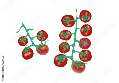 Cherry tomato collection in realistic style on white background.