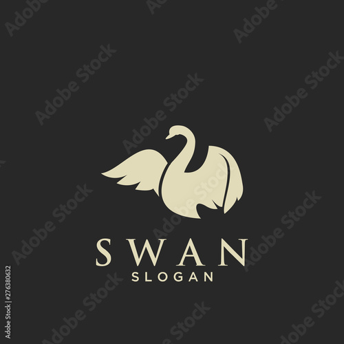 Fototapeta Naklejka Na Ścianę i Meble -  flat luxury swan logo icon design vector illustration