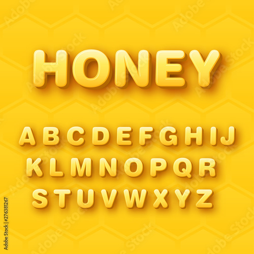 3d rounded alphabet design - Yellow typography on yellow background