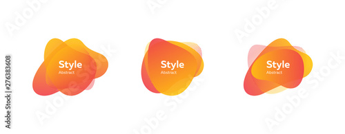 Set of abstract modern orange shapes with sample text. Dynamical colored forms and line. Gradient abstract banners with flowing liquid shapes. Template for logo, flyer, presentation design. Vector