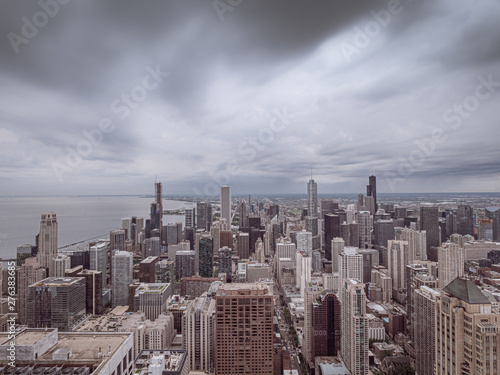 Wide angle view over Chicago - amazing aerial view - travel photography