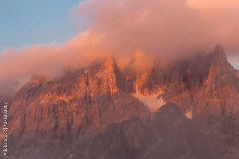  Mount Costazza peak in beautiful sunset, Dolomite, Italy