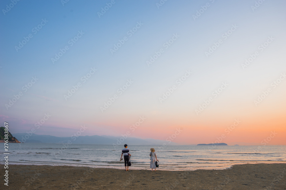 香川県にある父母ヶ浜の夕日