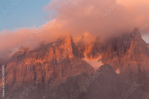  Mount Costazza peak in beautiful sunset  Dolomite  Italy