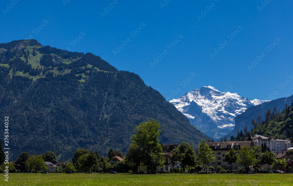 jungfrau peak in sunny day, Interlaken, Switzerland