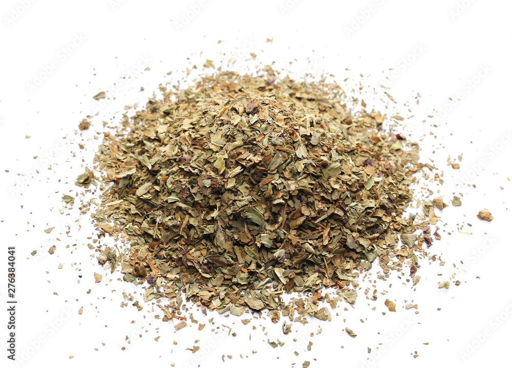 Basil dried spice isolated on white background Basil dried spice isolated on white background
