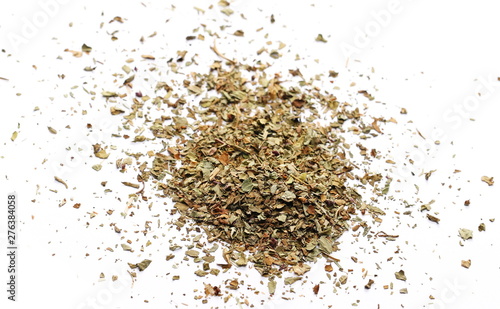 Basil dried spice isolated on white background