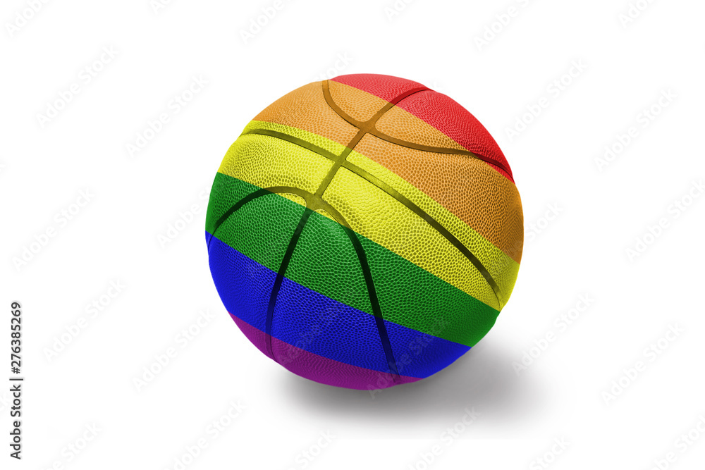 basketball ball with the gay rainbow flag on the white background basketball ball with the gay rainbow flag on the white background