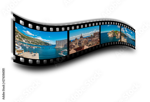 Filmstreifen I mit Bildern aus Dubrovnik in Kroatien