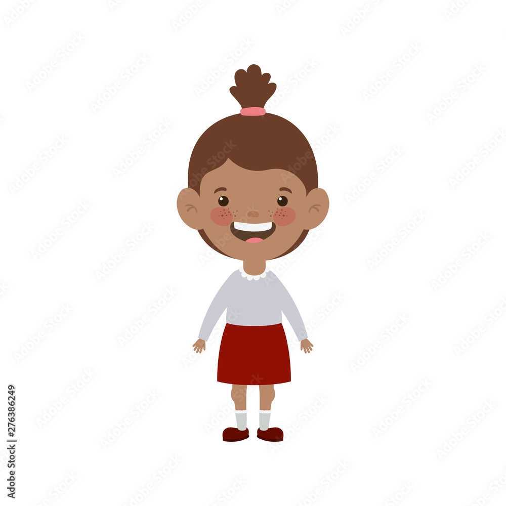 student girl standing smiling on white background student girl standing smiling on white background