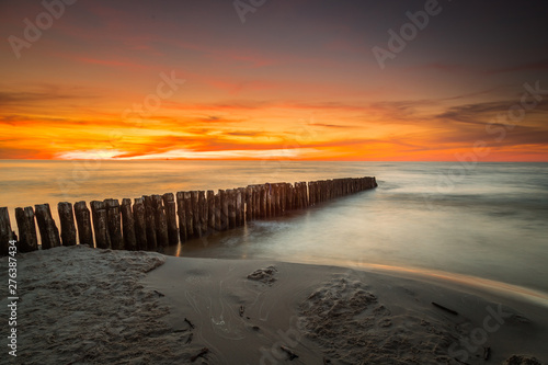 Landscape of sea shore - long exposure photo of shoreline © szczepank