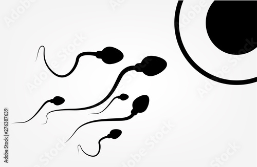 Abstract sperm icon, sperm icon and sperm vector that runs towards the egg. On a white background, competition concept