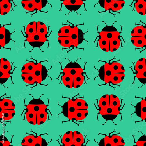 Ladybug pattern seamless. bug background cartoon style. Children cloth texture