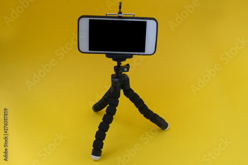 cell phone on a tripod