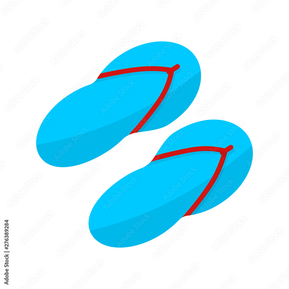 Beach slippers. Flat color summer Holiday icon on white background. Sports and recreation. Beach accessories. Vector illustration. Beach slippers. Flat color summer Holiday icon on white background. Sports and recreation. Beach accessories. Vector illustration.