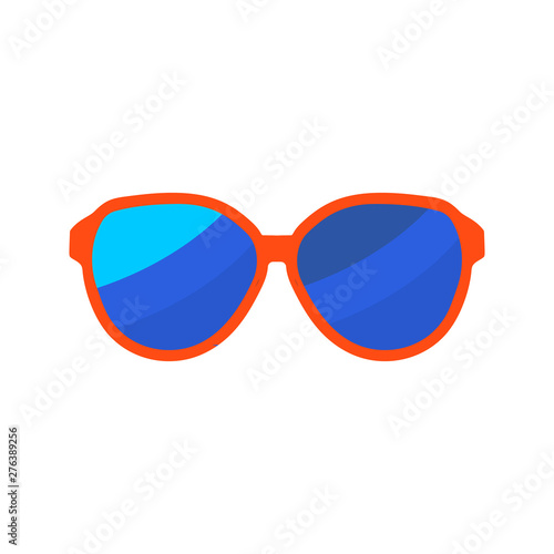 Sunglasses. Flat color summer Holiday icon on white background. Sports and recreation. Beach accessories. Vector illustration.