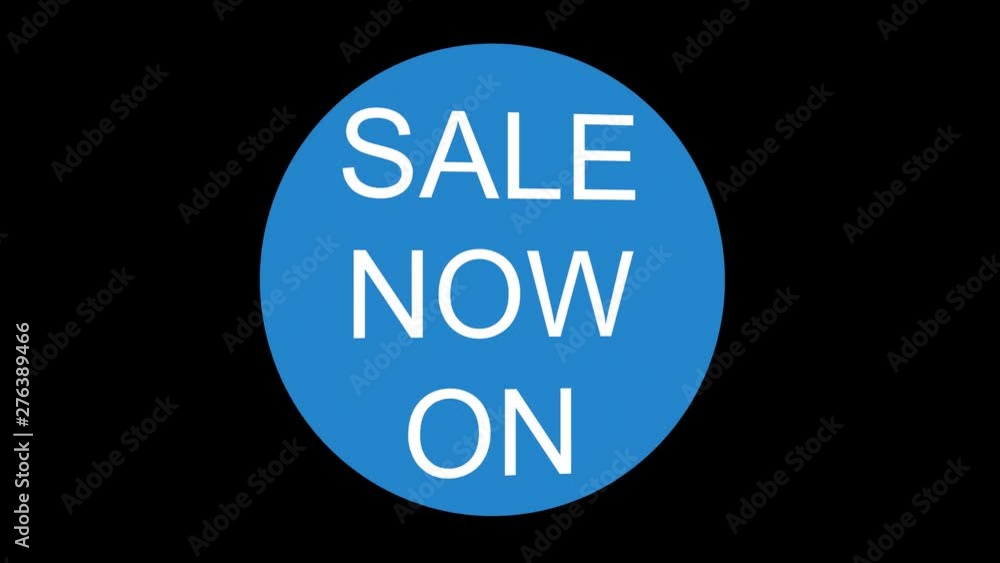 Sale now on text banner animation with alpha channel, modern style transition. Seasonal sales banner background. 4k 