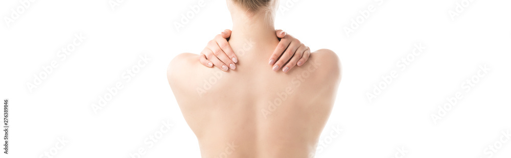 panoramic shot of naked woman isolated on white panoramic shot of naked woman isolated on white