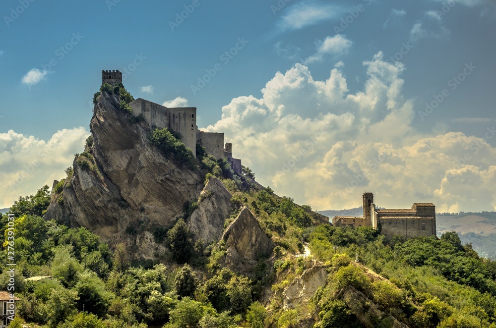 View of the Roccascalegna castle in Abruzzo, Italy