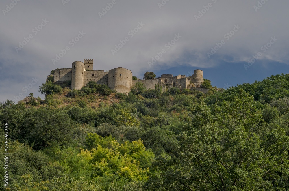 View of the Roccascalegna castle in Abruzzo, Italy