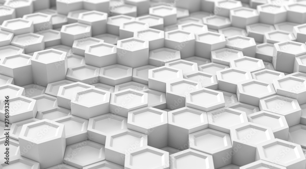 Abstract technological hexagonal background. White geometric hexagon concept. Modern element for design. 3d rendering. Abstract technological hexagonal background. White geometric hexagon concept. Modern element for design. 3d rendering.
